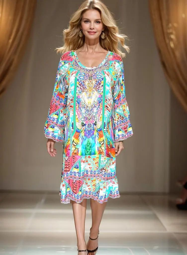 Amore silk gypsy dress Amore Silk Embellished Gypsy Dress fashion spectrum  Kaftans that Bling