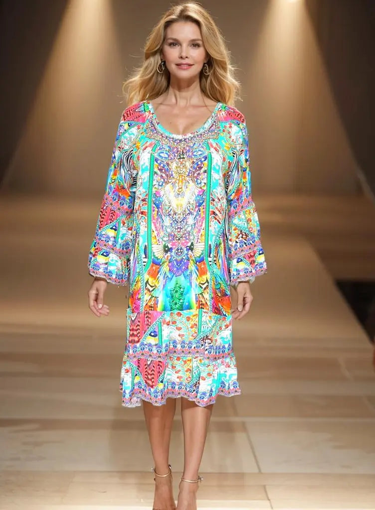 Amore silk gypsy dress Amore Silk Embellished Gypsy Dress fashion spectrum  Kaftans that Bling