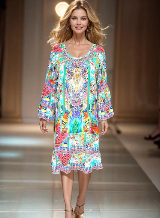 Amore silk gypsy dress Amore Silk Embellished Gypsy Dress fashion spectrum  Kaftans that Bling