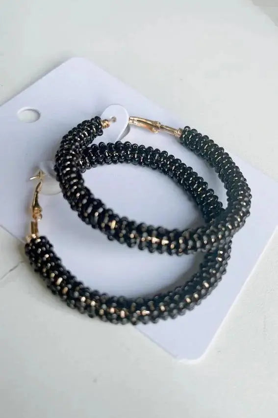 Beaded Hoop Earrings - Kaftans that Bling