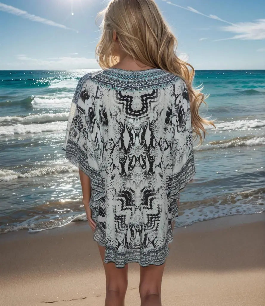 Tribal Silk Embellished Butterfly Top - Kaftans that Bling