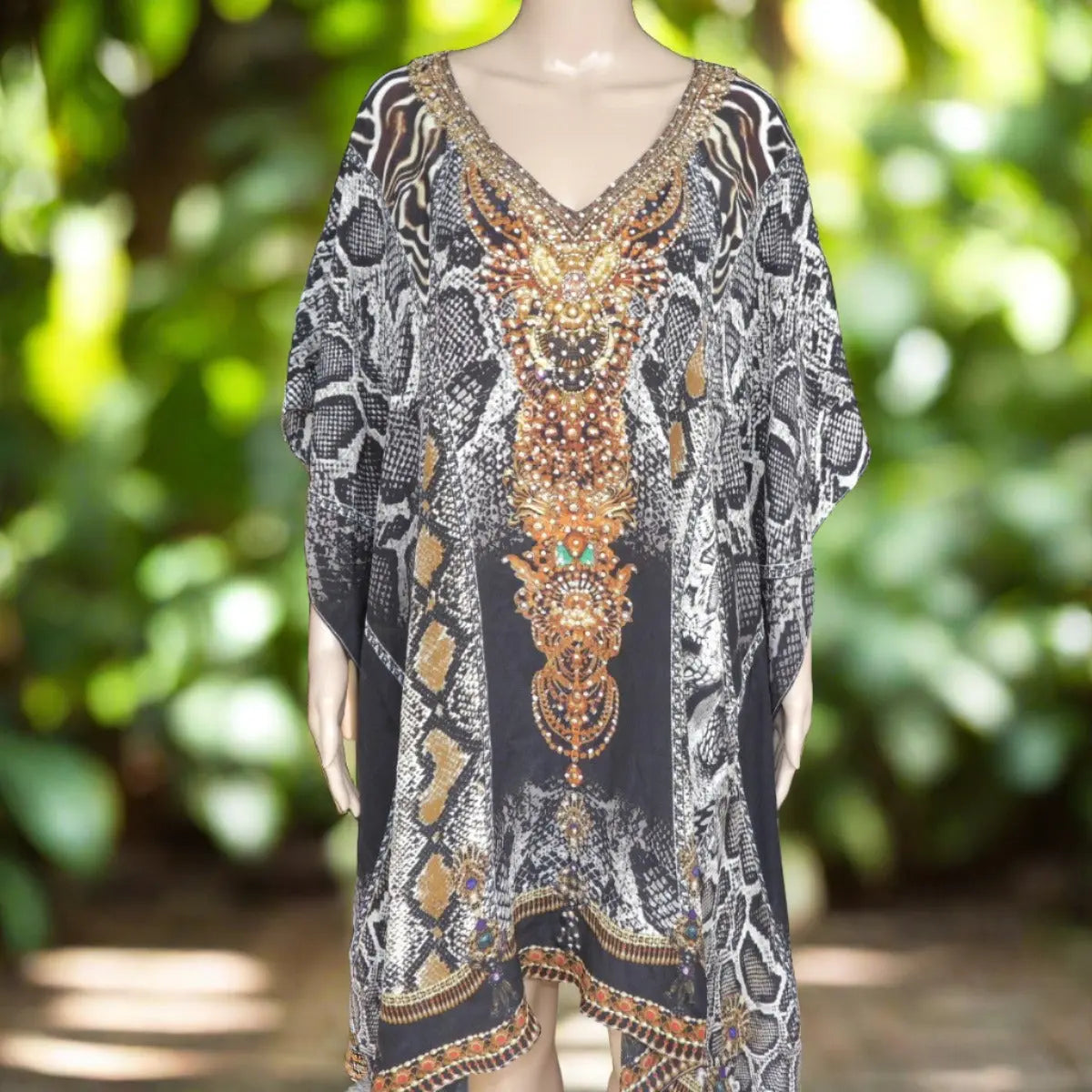 Cobra Silk Embellished Short Kaftan at Kaftans that Bling 