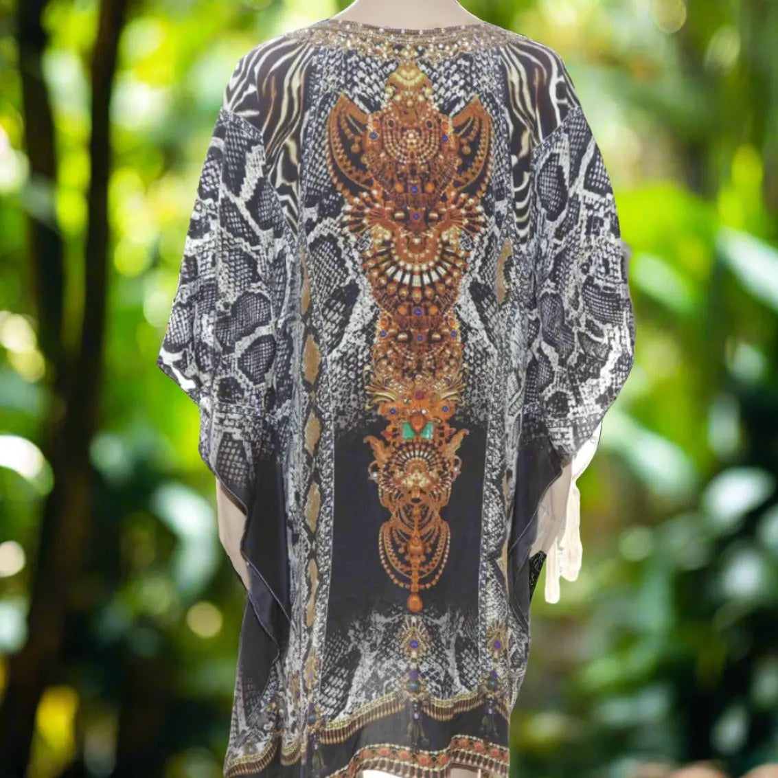 Cobra Silk Embellished Short Kaftan at Kaftans that Bling