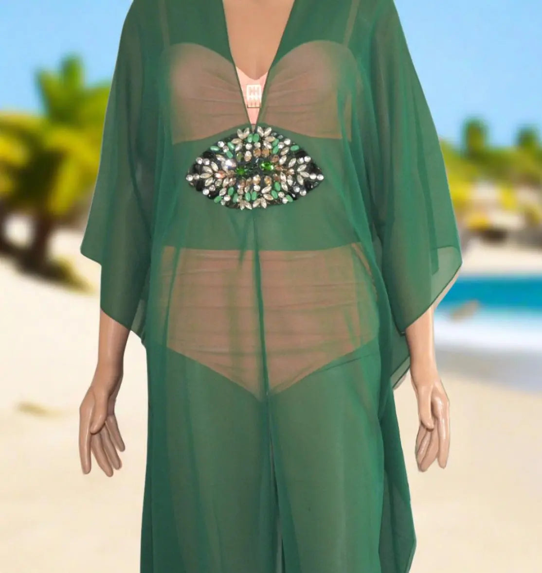 Hook Kaftan/Coverup-Emerald - Kaftans that Bling