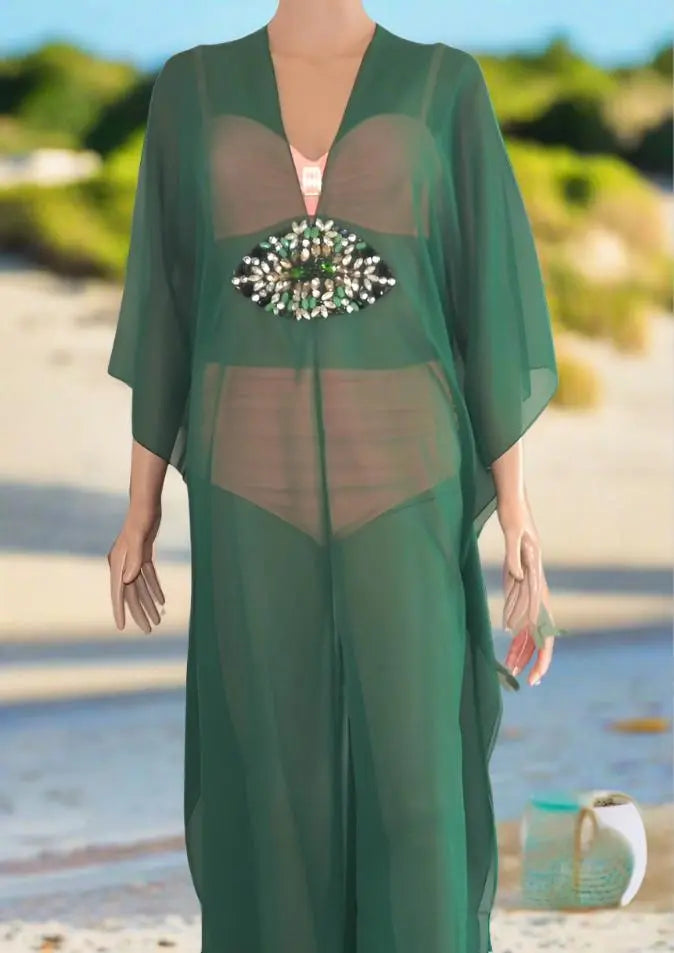 Hook Kaftan/Coverup-Emerald - Kaftans that Bling