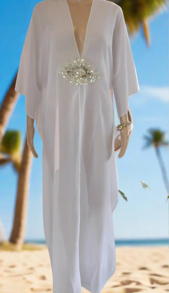 Hook Kaftan/Coverup-White by Kaftans that Bling