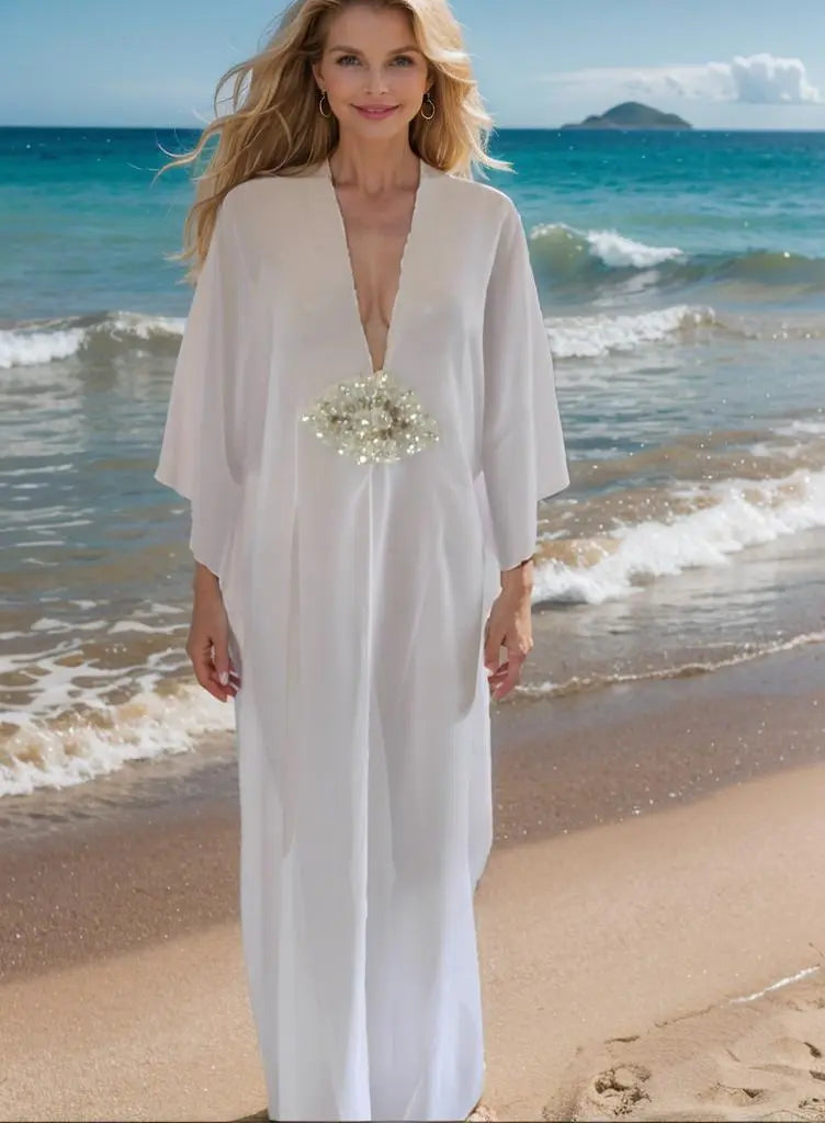 hook kaftan/coverup Hook Kaftan/Coverup-White Kaftans that Bling  Kaftans that Bling