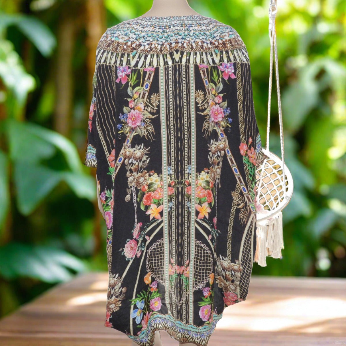 Capri Batwing Silk Embellished Hi-low Kaftan/Top by Fashion Spectrum at Kaftans that Bling