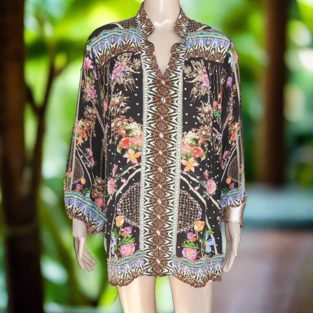 Silk Embellished Shirt-Capri by Fashion Spectrum