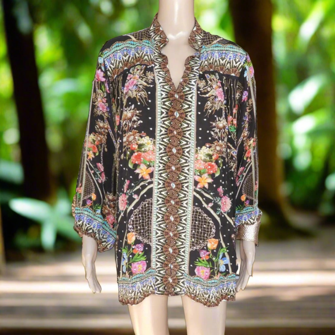 Silk Embellished Shirt-Capri by Fashion Spectrum