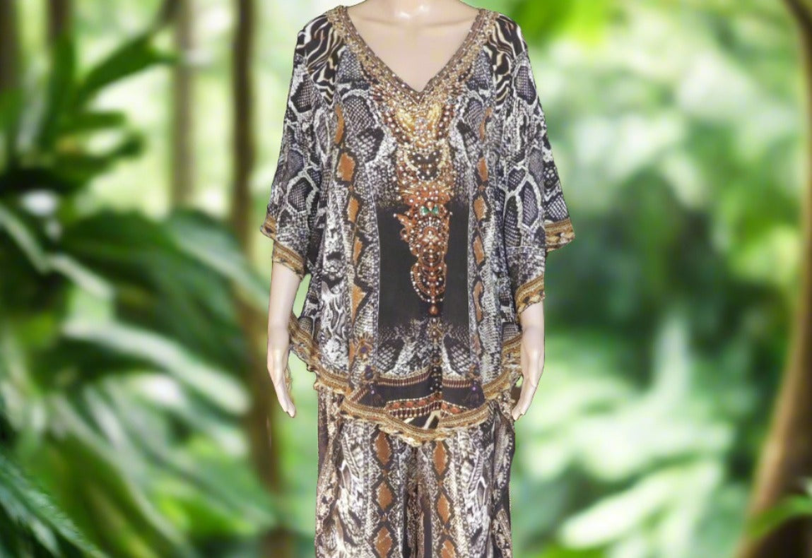 silk embellished t back camisole Silk Embellished Butterfly Top fashion spectrum  Kaftans that Bling