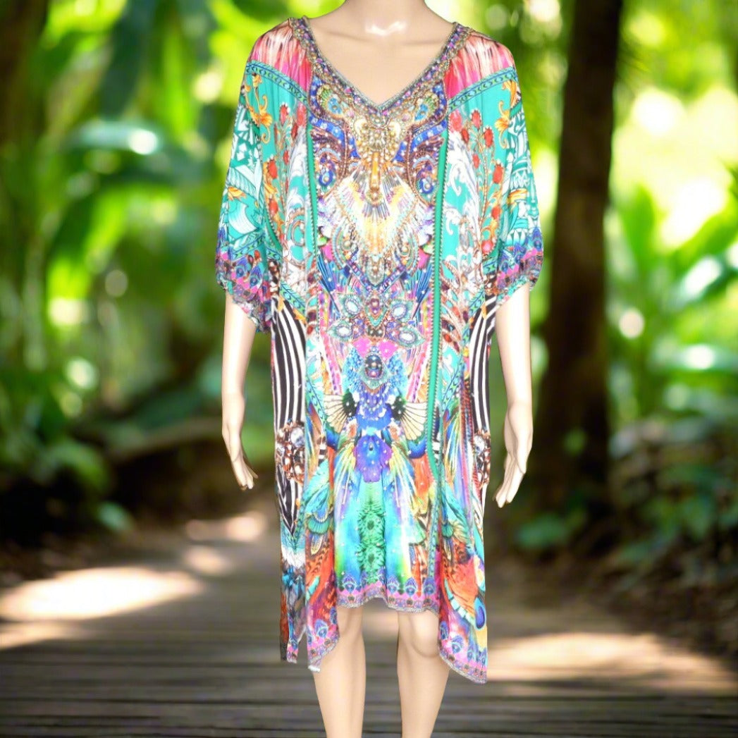 Amore green 3/4 sleeve dress Kaftans that Bling