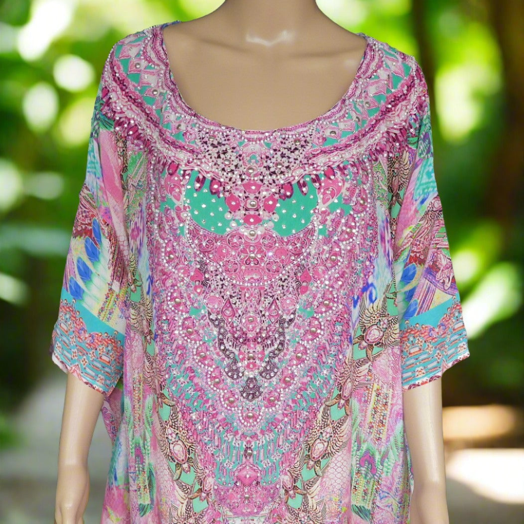 hi-lo kaftan/top Zahara Batwing Silk Embellished Hi-low Kaftan/Top by Fashion Spectrum Fashion Spectrum  Kaftans that Bling