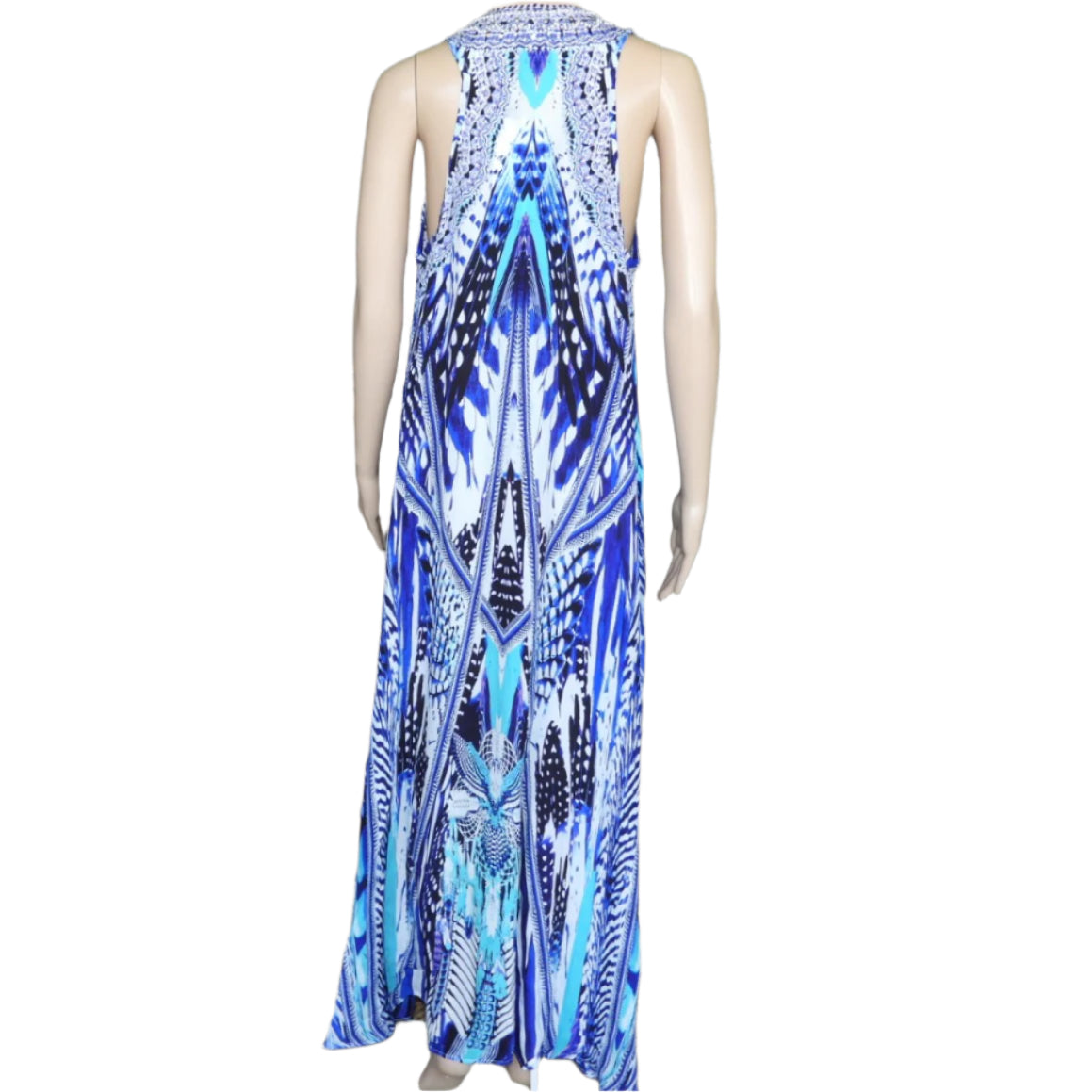 long Silk Embellished Racerback Dress-Merika