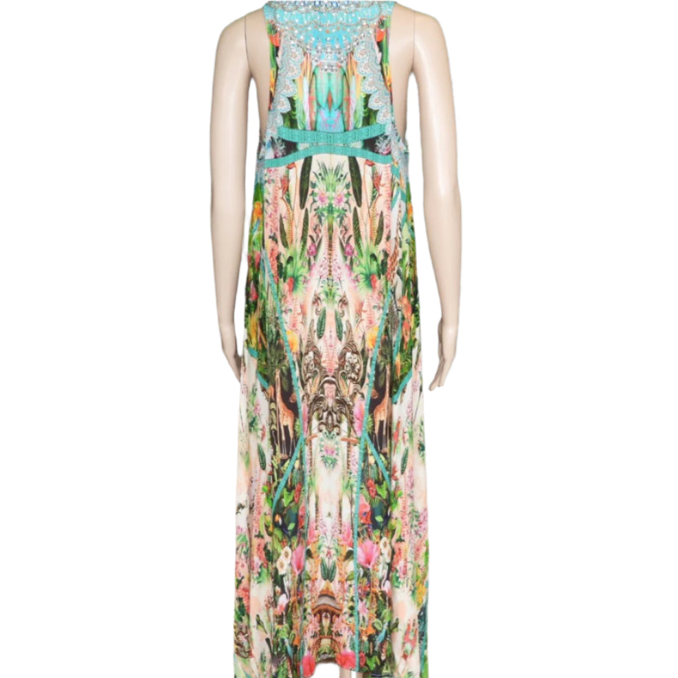 long Silk Embellished Racerback Dress-Jungle