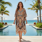 Short Silk Embellished Kaftan - Cheetah