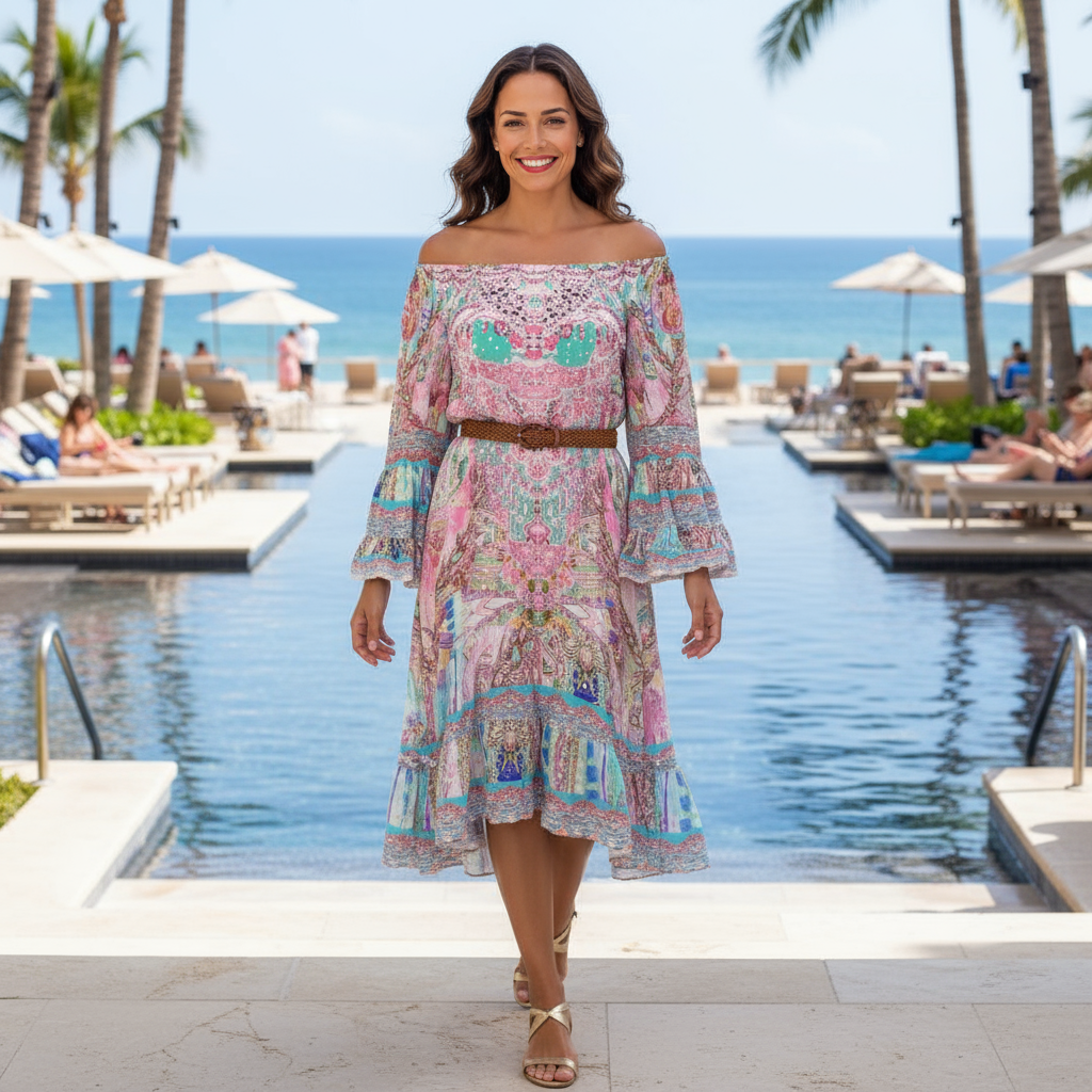 Embellished Silk Gypsy Dress Zahara