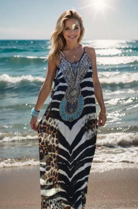 Dresses Long Silk Maxi Dress - Zambassi fashion spectrum  Kaftans that Bling