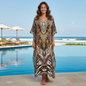 Long silk embellished Kaftan Cheetah at kaftans that bling