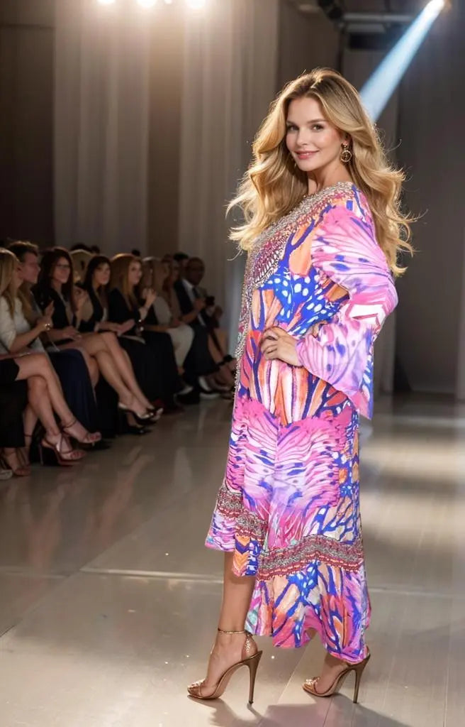 Dresses Silk Hi-Low Frill Dress - Butterfly-Pink-Fashion Spectrum fashion spectrum  Kaftans that Bling