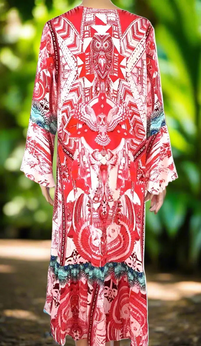 Silk Hi-Low Frill Dress - Frangipani - Pink - kaftans that bling - Kaftans that Bling