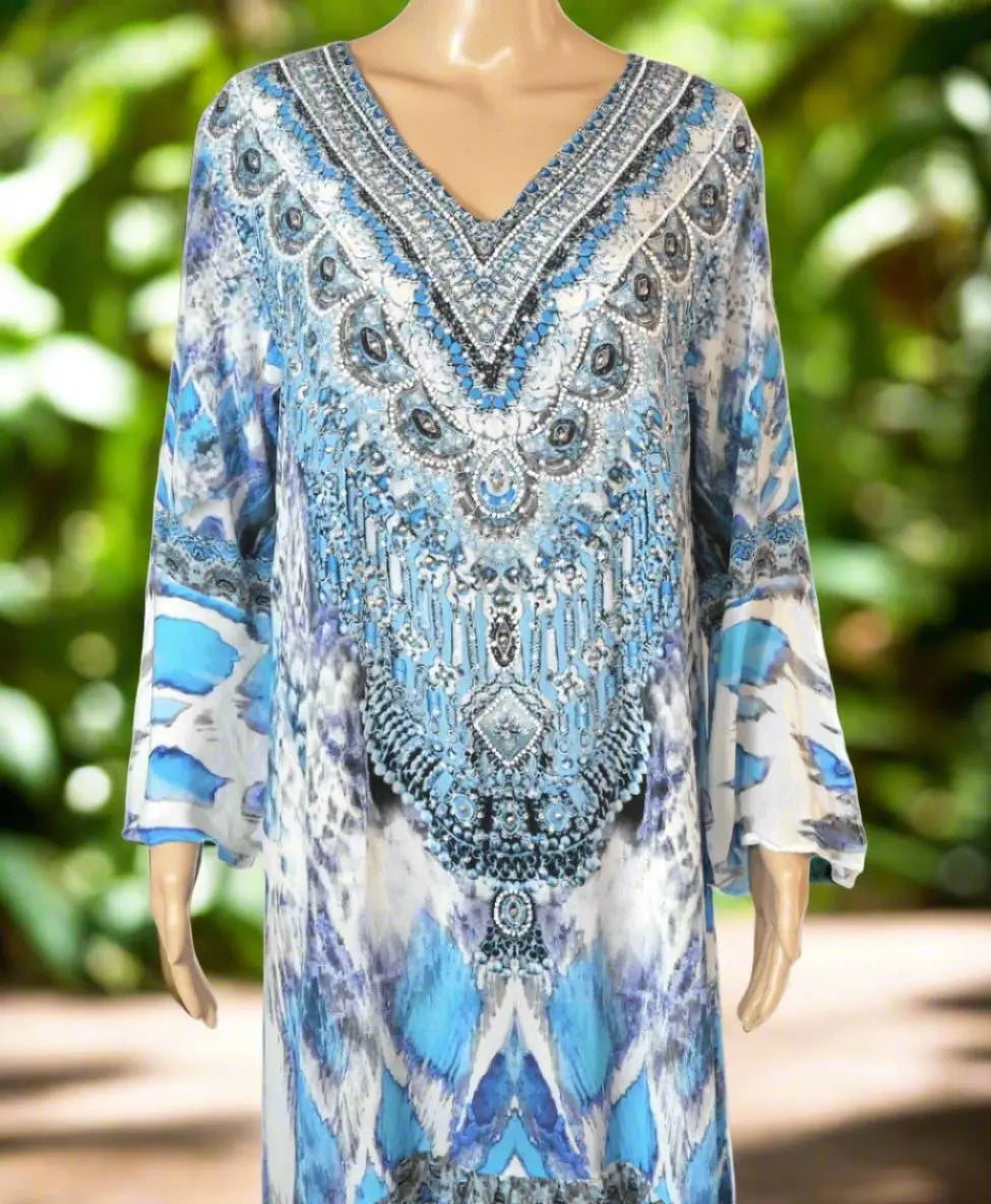 Silk Hi-Low Frill Dress - Paluma- by Fashion Spectrum - Kaftans that Bling