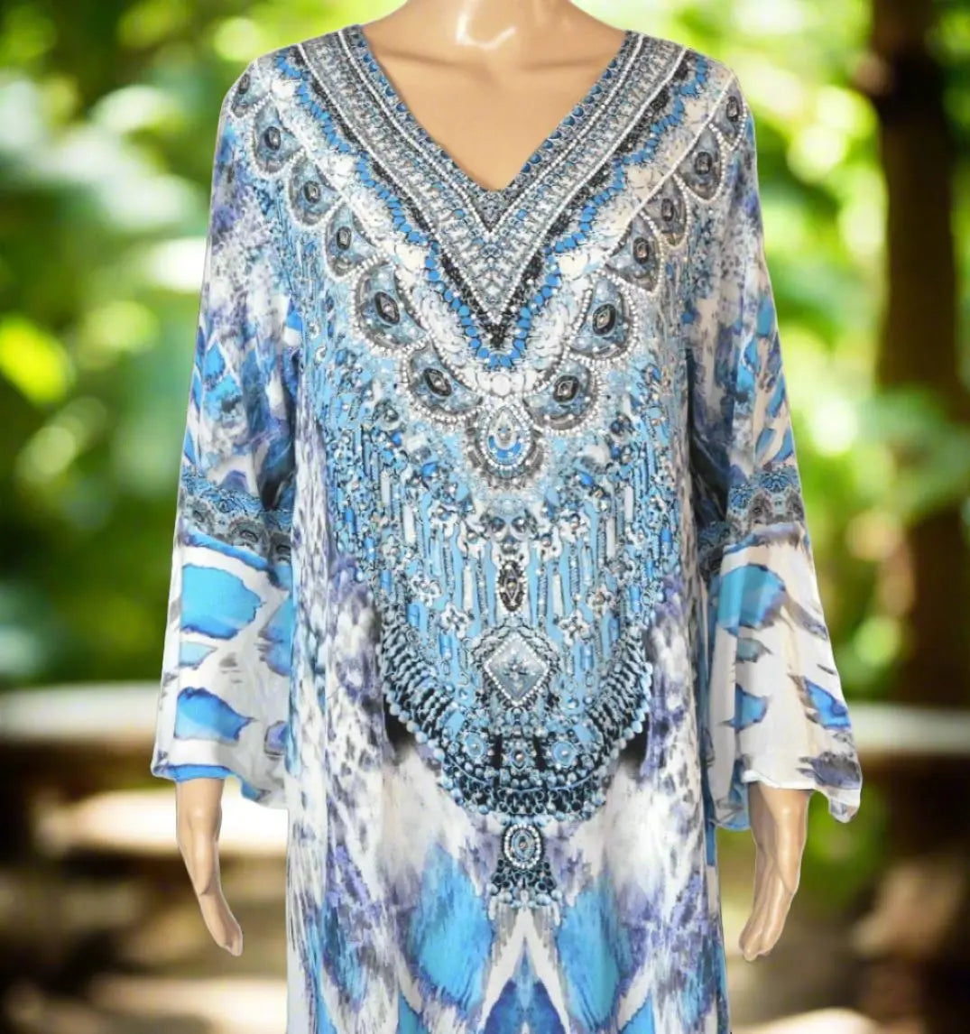 Silk Hi-Low Frill Dress - Paluma- by Fashion Spectrum - Kaftans that Bling