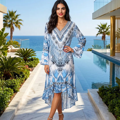 Silk Hi-Low Frill Dress - Paluma- by Fashion Spectrum