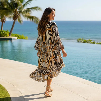 Silk Hi-Low Frill Dress - Regal Affair at kaftans that bling 