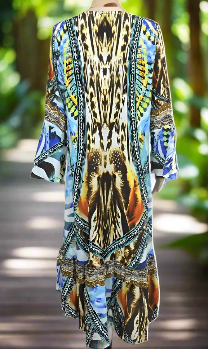 Silk Hi-Low Frill Dress - Saffron- Multi-kaftans that bling - Kaftans that Bling