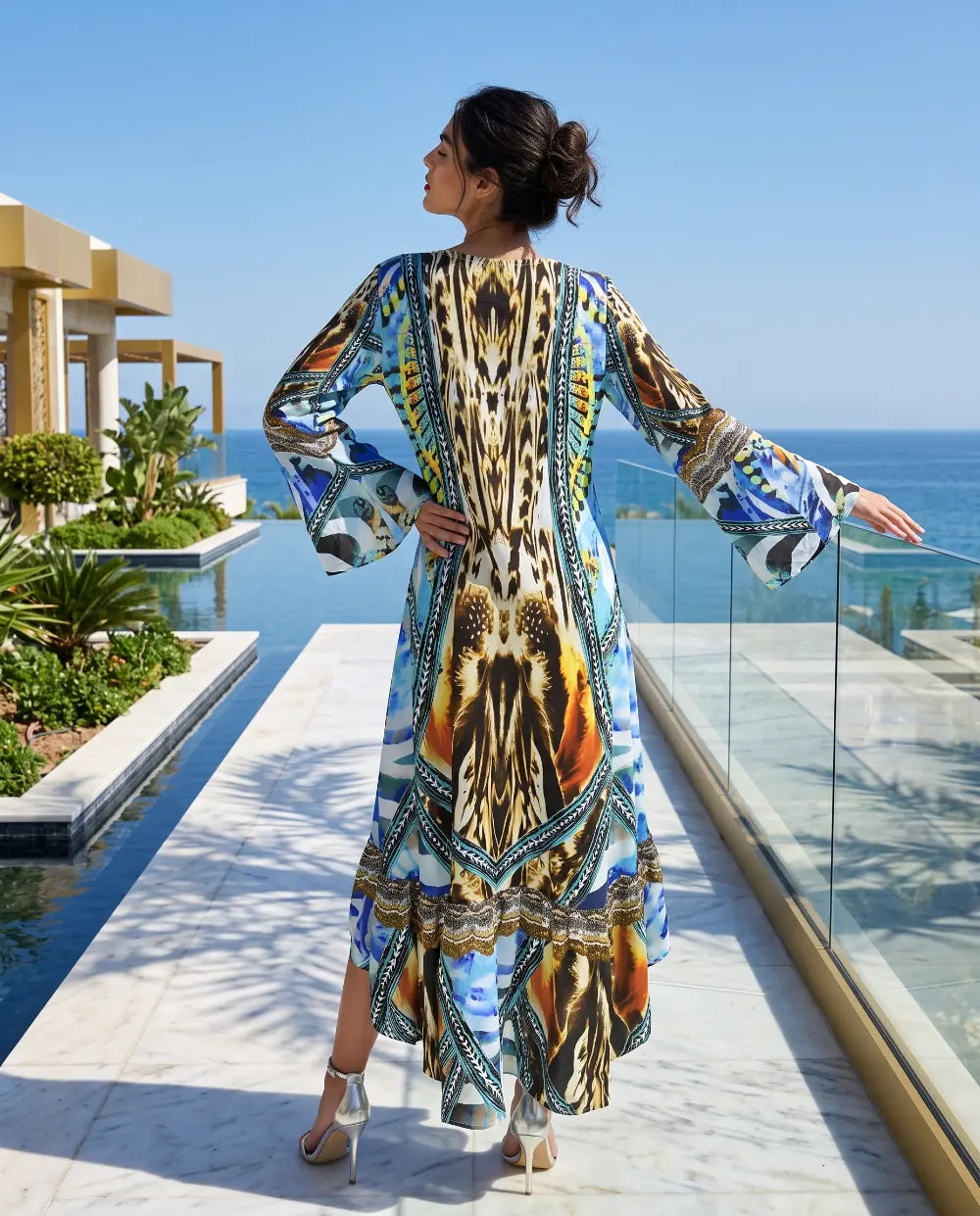 Silk Hi-Low Frill Dress Saffron- Multi-kaftans that bling