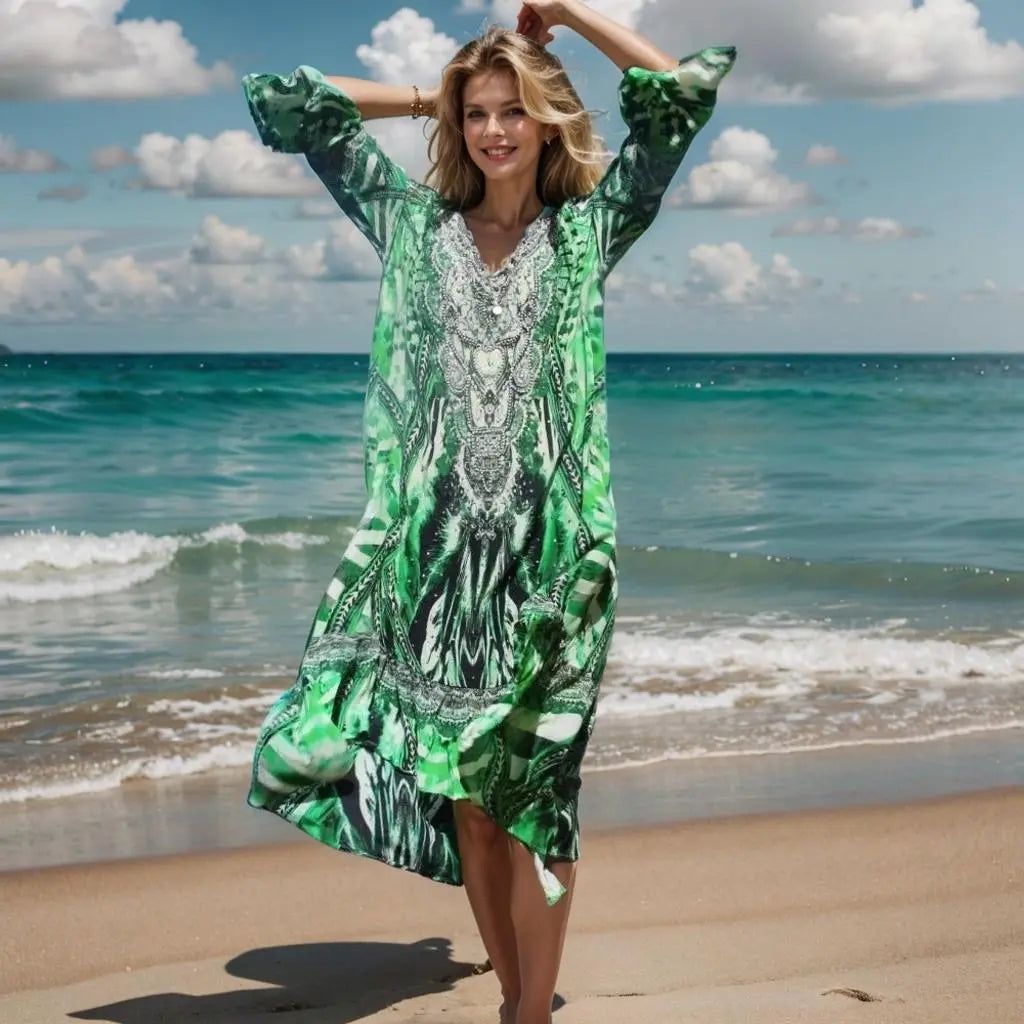 Dresses Silk Hi-Low Frill Dress - Saffron- by Fashion Spectrum fashion spectrum  Kaftans that Bling