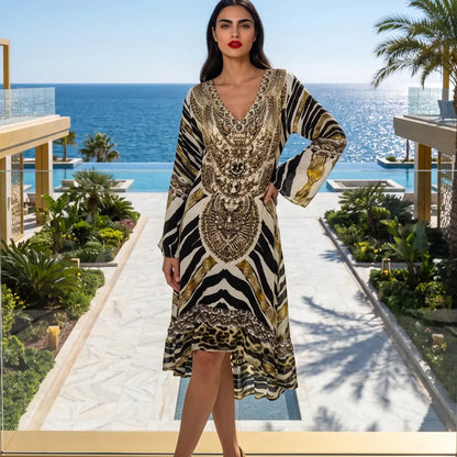 Silk Hi-Low Frill Dress - Zahara Kaftans That Bling for Glamorous Style