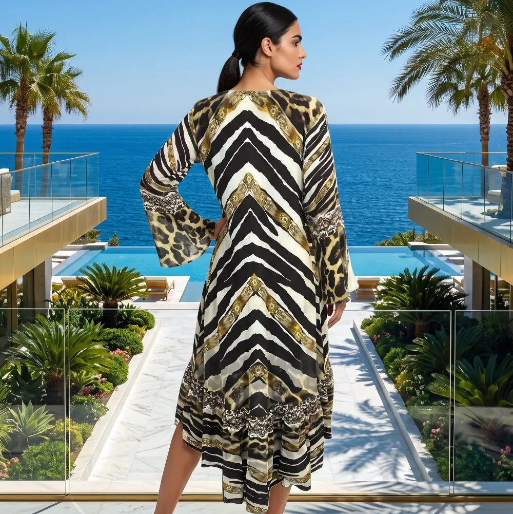 Silk Hi-Low Frill Dress - Zahara Kaftans That Bling for Glamorous Style
