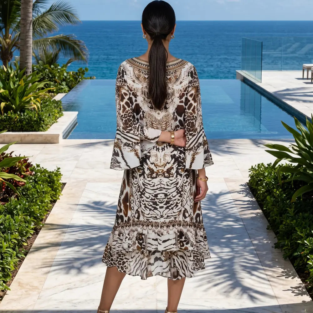Silk Hi Low Frill Dress Ziraffe-by Fashion Spectrum