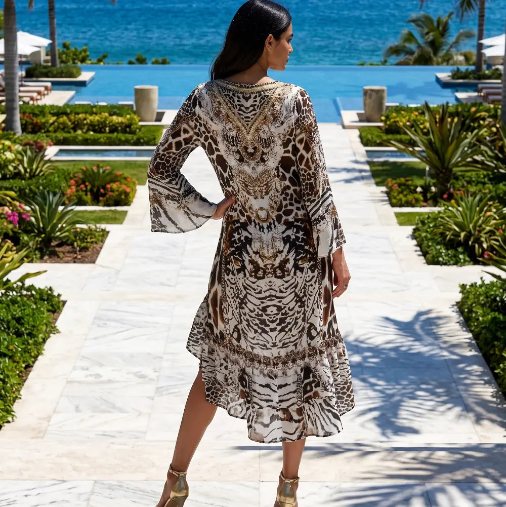 Silk Hi Low Frill Dress Ziraffe-by Fashion Spectrum