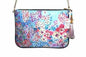 Embellished Clutch with floral print, gold chain, tassel zipper, and silky fabric by Kaftans that Bling