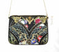 Embellished clutch with floral and leopard print, gold chain, zipper enclosure, silky fabric by Kaftans that Bling