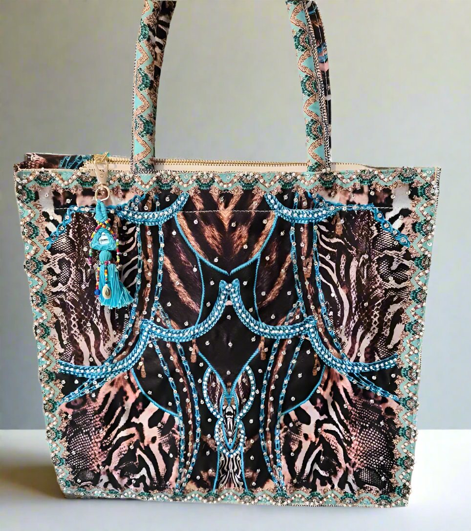 Embellished Tote Bag Large Embellished Tote Bag Fashion Spectrum  Kaftans that Bling