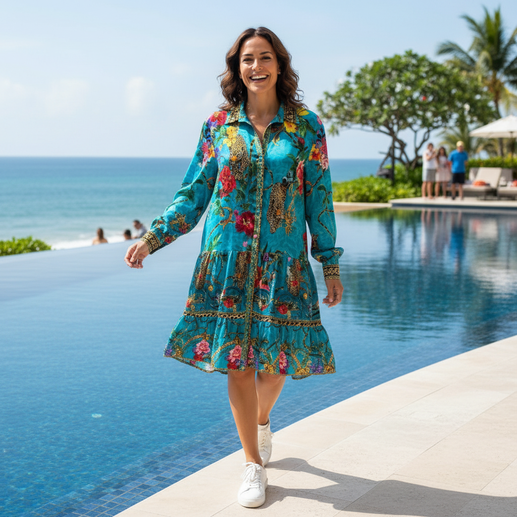 collar embellished frill dress