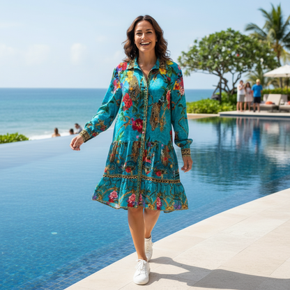 collar embellished frill dress