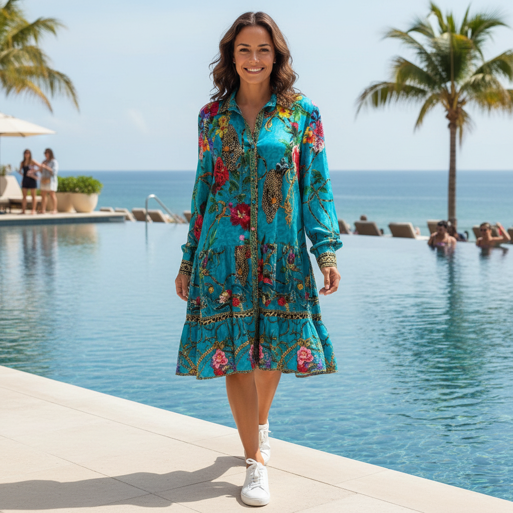 collar embellished frill dress