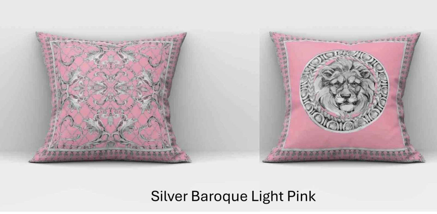Silky Embellished Cushion Cover Baroque Pink