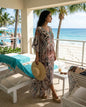 Long Embellished Silk Kaftan Cobra