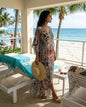 Long Embellished Silk Kaftan Cobra