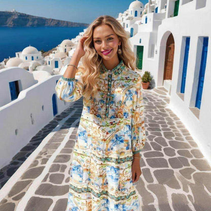 Sorrento Silk Shirt Maxi Dress Embellished Luxury