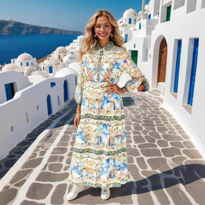 Sorrento Silk Shirt Maxi Dress Embellished Luxury