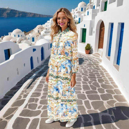 Sorrento Silk Shirt Maxi Dress Embellished Luxury