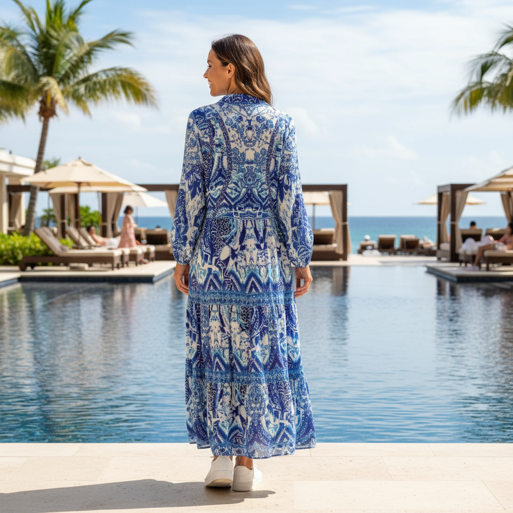 Silk Frill Maxi Dress - Grecian