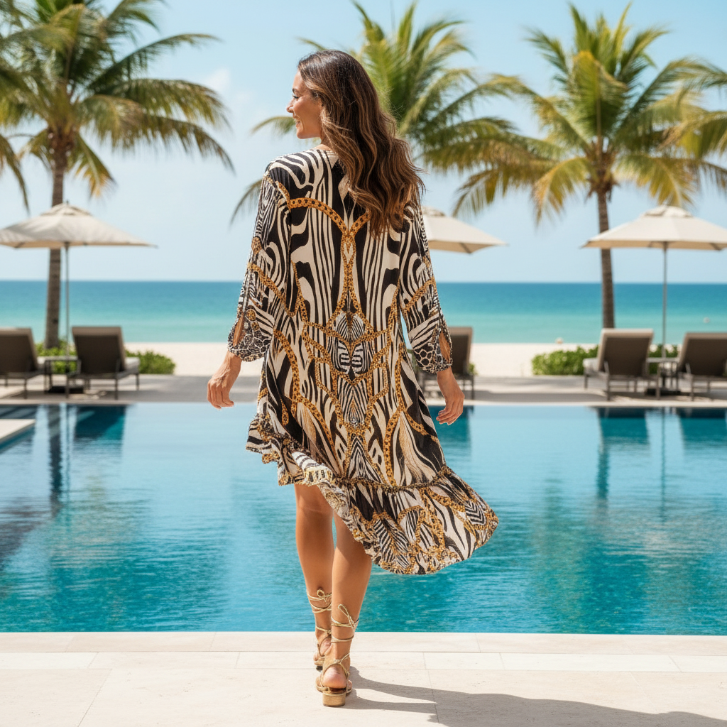 Silk Hi-Low Frill Dress - Regal Affair at kaftans that bling 